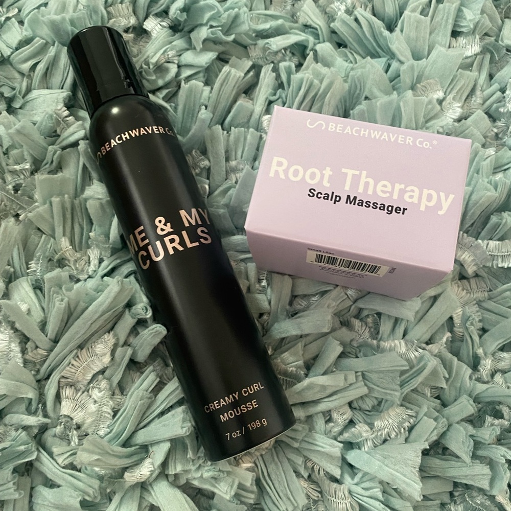 Beach waver mousse and scalp massager
